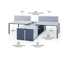 Ergonomiczne i funkcjonalne czteroosobowe stanowisko pracy  ESPK4  White & Graph #1