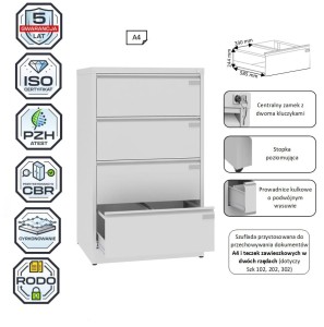 Szafa kartotekowa SZK 302 na format A4 poziomo                                           kolor : RAL 7035 – jasnoszary #1
