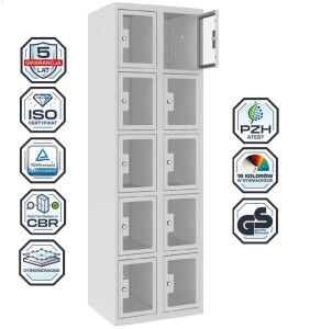 Szafa skrytkowa Msus 325  z drzwiczkami z plexiglasu – 600 mm            kolor : RAL 7035 – jasnoszary #1