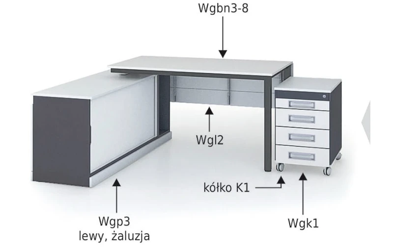 Ergonomiczne i funkcjonalne  stanowisko pracy  ESPK1 z kolekcji  White & Graph #1