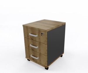 Kontener KT2  z 3 szufladami -  szer 430 gł 504 wys 620 mm ,   blat gr 25 mm w kolorze  Dąb przybrzeżny/ Grafit #1