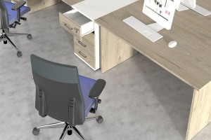 Kontener KT1b  z 4 szufladami -  szer 430 gł 700/504 wys 760 mm ,   blat gr 25 mm w kolorze  Dąb przybrzeżny #6