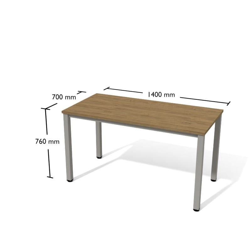 Biurko BTK 3 -  szer 1400 gł 700 wys 760 mm ,   blat gr 25 mm w kolorze Dąb kamienny/ stelaż metalowy Grafit #2