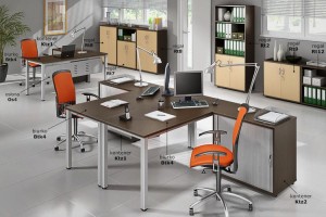 Kontener Ktz1 -  szer 804 gł 504 wys 760 mm ,   blat gr 25 mm w kolorze  Dąb przybrzeżny /Alu #5