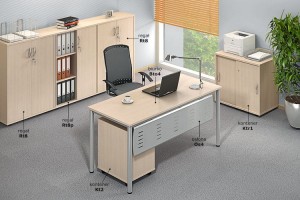 kontener Ktr1 -  szer 804 gł 504 wys 760 mm ,   blat gr 25 mm w kolorze  Dąb przybrzeżny #5