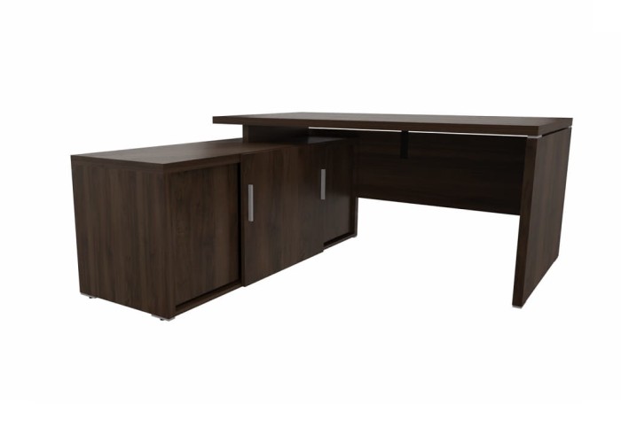 Biurko managerskie z szafką pomocniczą  - QU19 - szer 2164 gł 1800 wys 740 mm,w kolorze Orzech ciemny #1