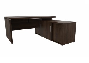 Biurko managerskie z szafką pomocniczą  - QU19 - szer 2164 gł 1800 wys 740 mm,w kolorze Orzech ciemny #2