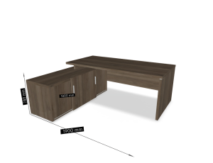 Biurko managerskie z szafką pomocniczą  - QU19 - szer 2164 gł 1800 wys 740 mm,w kolorze Orzech ciemny #3