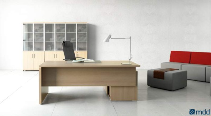 Biurko managerskie z szafką pomocniczą  - QU19 - szer 2164 gł 1800 wys 740 mm,w kolorze Orzech ciemny #11