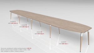 Stół " BECZKA "do salki konferencyjnej  XAR-Kdo6 - szer 2000 gł 1000 wys 760 mm, blat gr 25 mm w kolorze Dąb Urban / st. Biały,  nogi toczone buk naturalny #2