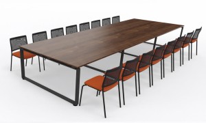 Stół Konferencyjny - szer 4800  gł 1618 wys 760 mm, blat gr 25 mm w kolorze Dąb Brązowy / st. Grafit,  o przekroju prostokątnym #1