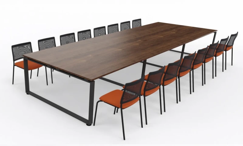 Stół Konferencyjny - szer 4800  gł 1618 wys 760 mm, blat gr 25 mm w kolorze Dąb Brązowy / st. Grafit,  o przekroju prostokątnym #1