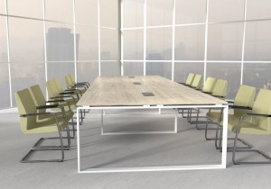 Stół Konferencyjny - szer 4800  gł 1618 wys 760 mm, blat gr 25 mm w kolorze Dąb Brązowy / st. Grafit,  o przekroju prostokątnym #6