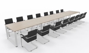 Stół Konferencyjny - szer 6400  gł 1000 wys 760 mm, blat gr 25 mm w kolorze Dąb Urban / st. Alu,  o przekroju prostokątnym #1