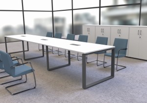 Stół Konferencyjny - szer 6400  gł 1000 wys 760 mm, blat gr 25 mm w kolorze Dąb Urban / st. Alu,  o przekroju prostokątnym #3
