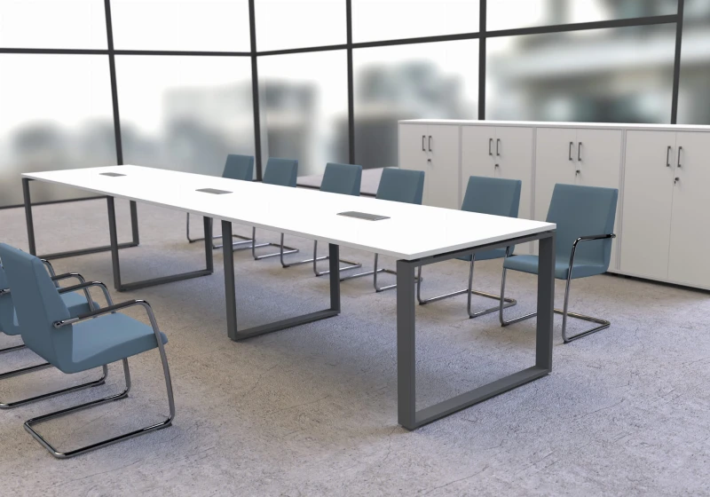 Stół Konferencyjny - szer 6400  gł 1000 wys 760 mm, blat gr 25 mm w kolorze Dąb Urban / st. Alu,  o przekroju prostokątnym #3
