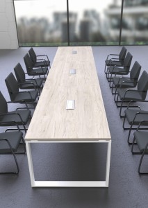 Stół Konferencyjny - szer 6400  gł 1000 wys 760 mm, blat gr 25 mm w kolorze Dąb Urban / st. Alu,  o przekroju prostokątnym #4