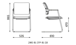 2 ME W CFP - krzesło konferencyjne w kolorze SM04 ST Biały  wysokość: 86,3 cm szerokość 53,9 cm  głębokość: 60,6 cm #8