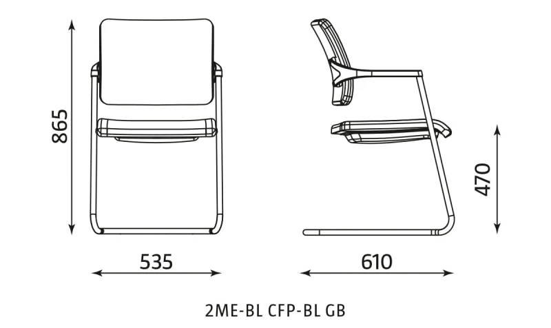 2 ME W CFP - krzesło konferencyjne w kolorze SM04 ST Biały  wysokość: 86,3 cm szerokość 53,9 cm  głębokość: 60,6 cm #8