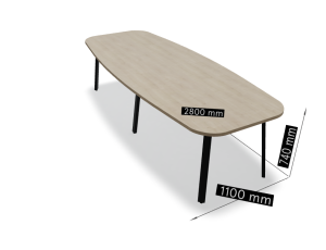 Stół konferencyjny z zaoblonymi narożnikami OGY A-PLF14E2W  - szer 2800 gł 1100 wys 740 mm, w kolorze Dąb Miodowy #2