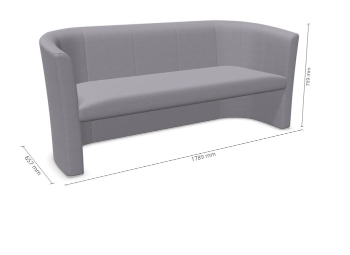 CLUB Trio - Sofa w kolorze Jasnoszarym CSE 11,  szerokość 179 cm  głębokość 66 cm wysokość: 77 cm #2