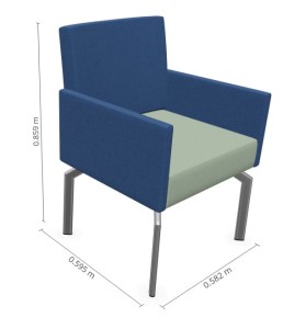 Fotel Cloud z podłokietnikami w kolorze niebieskim wys  86 cm, wys do siedziska 47 cm, szer 58 cm,  gł 59,5 cm #5