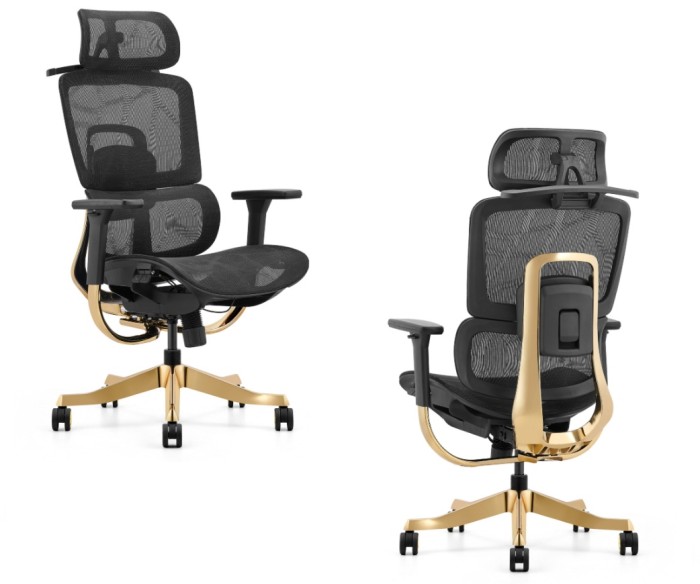 Fotel ergonomiczny ANGEL biurowy obrotowy Glamour Gold