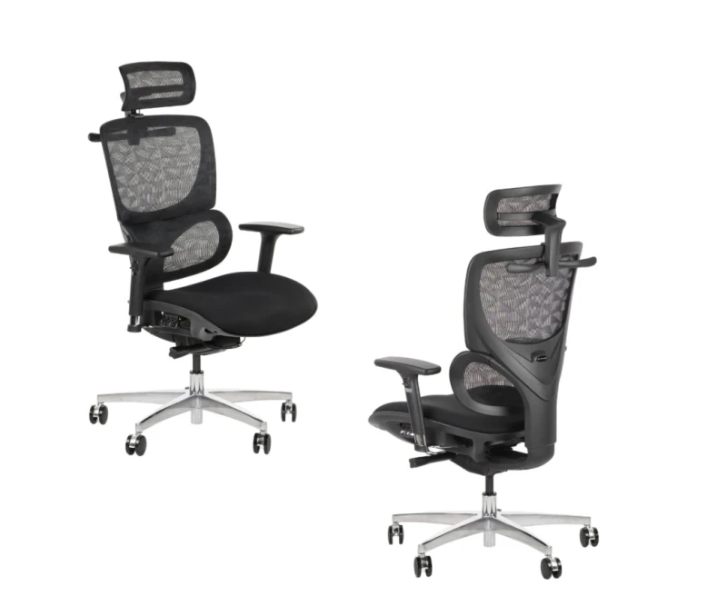 Fotel ErgoLine S1 A 2 - w kolorze czarnym podstawa aluminiowa