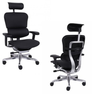Ergonomiczny fotel biurowy Ergohuman 2 Elite ST LE w czarnej skórze