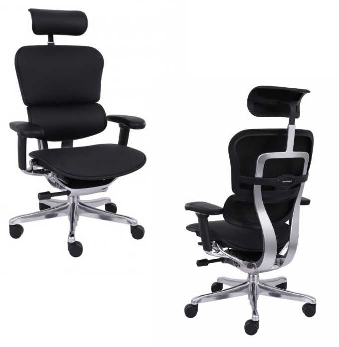 Ergonomiczny fotel biurowy Ergohuman 2 Elite ST LE w czarnej skórze